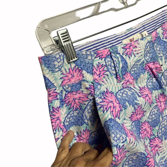 Vineyard Vines Pineapple Bowfront Blue Pineapple Linen Blend  Pants Size 2 (2359 - Picture 6 of 7